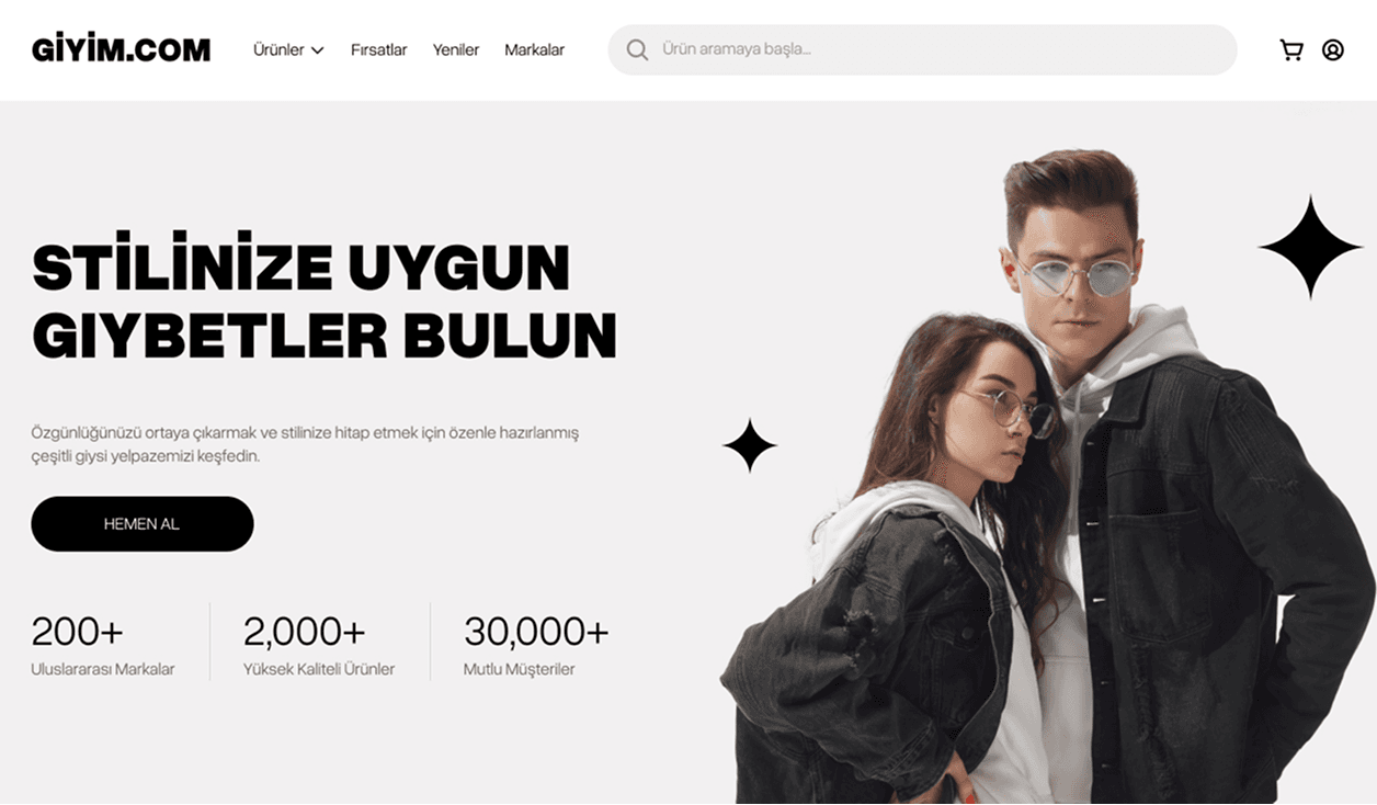 Giyim website mockup for web hosting website hizmeti.